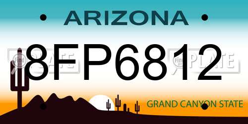 8FP6812 Arizona License Plate