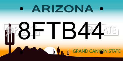 8FTB44 Arizona License Plate