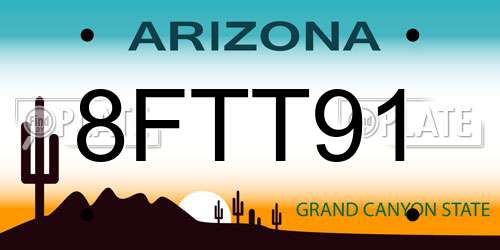 8FTT91 Arizona License Plate