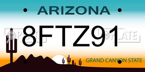 8FTZ91 Arizona License Plate