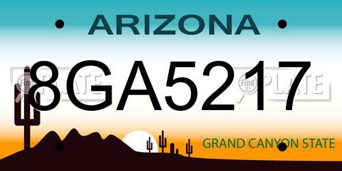 8GA5217 Arizona License Plate