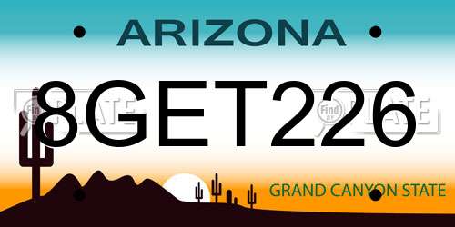 8GET226 Arizona License Plate