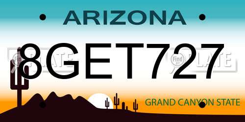8GET727 Arizona License Plate