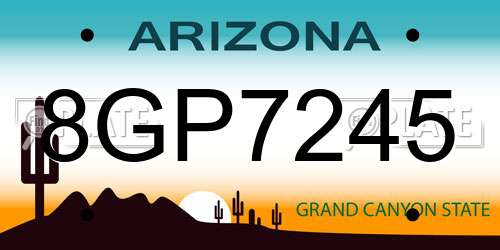 8GP7245 Arizona License Plate