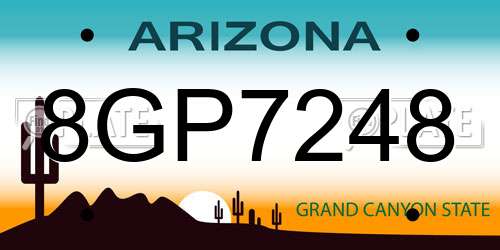 8GP7248 Arizona License Plate