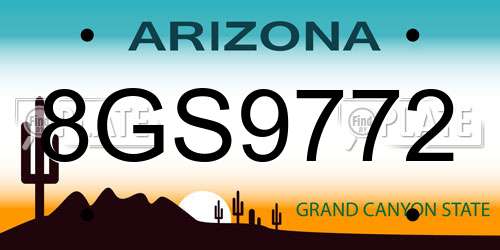 8GS9772 Arizona License Plate