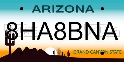 8HA8BNA Arizona License Plate