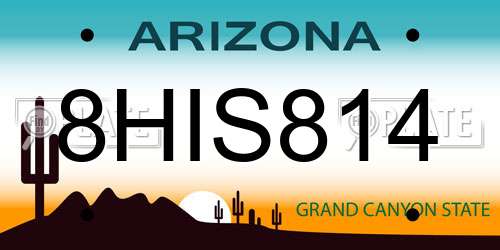 8HIS814 Arizona License Plate