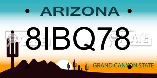 8IBQ78 Arizona License Plate
