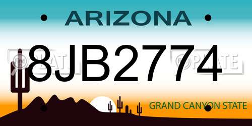 8JB2774 Arizona License Plate
