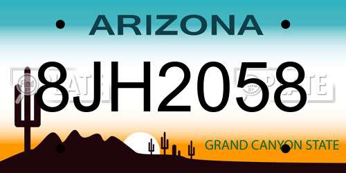 8JH2058 Arizona License Plate