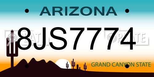 8JS7774 Arizona License Plate