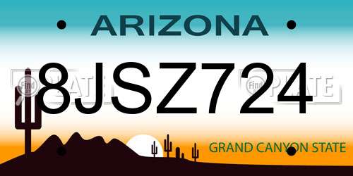8JSZ724 Arizona License Plate