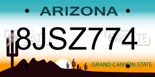 8JSZ774 Arizona License Plate