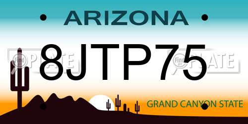 8JTP75 Arizona License Plate