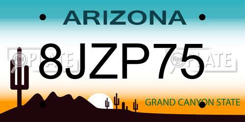 8JZP75 Arizona License Plate