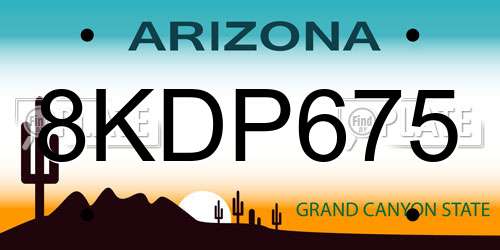 8KDP675 Arizona License Plate