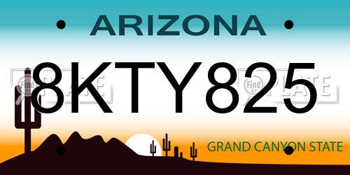 8KTY825 Arizona License Plate