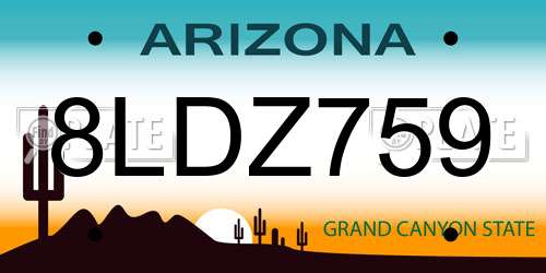 8LDZ759 Arizona License Plate