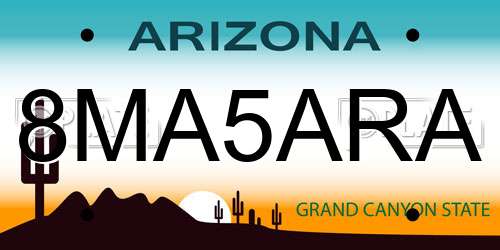8MA5ARA Arizona License Plate