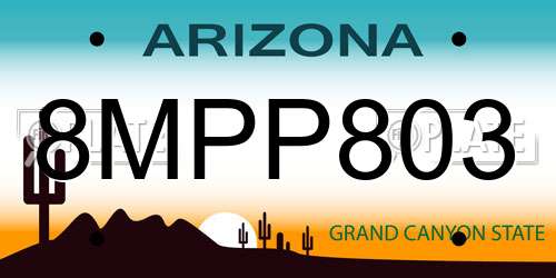 8MPP803 Arizona License Plate