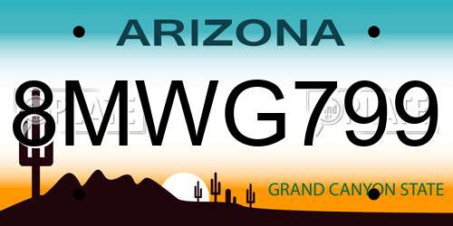 8MWG799 Arizona License Plate