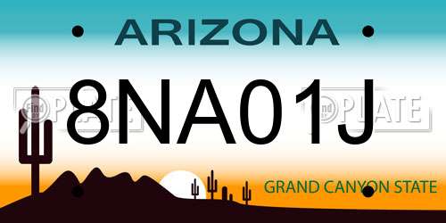 8NA01J Arizona License Plate