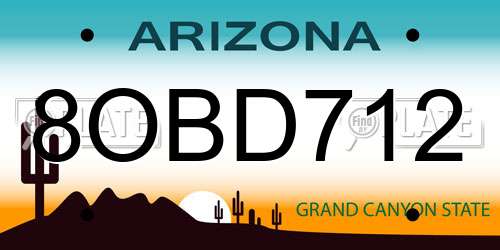 8OBD712 Arizona License Plate