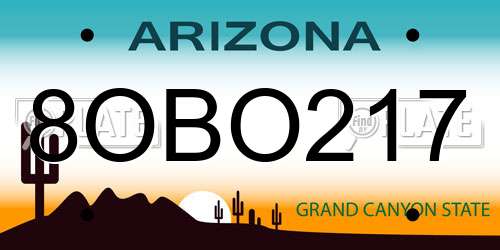 8OBO217 Arizona License Plate