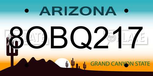8OBQ217 Arizona License Plate