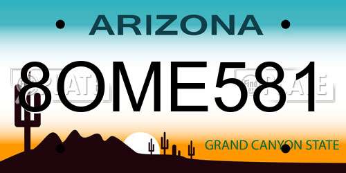 8OME581 Arizona License Plate