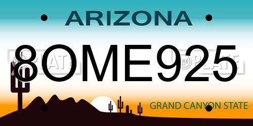 8OME925 Arizona License Plate