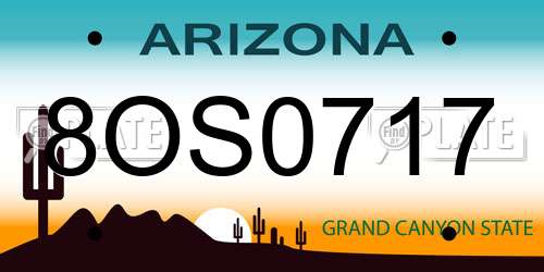 8OS0717 Arizona License Plate