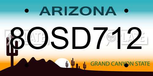 8OSD712 Arizona License Plate