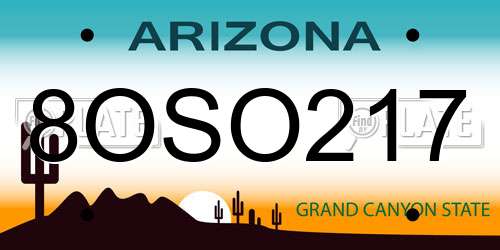8OSO217 Arizona License Plate