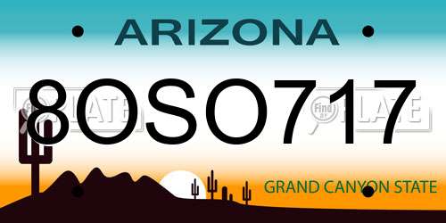 8OSO717 Arizona License Plate