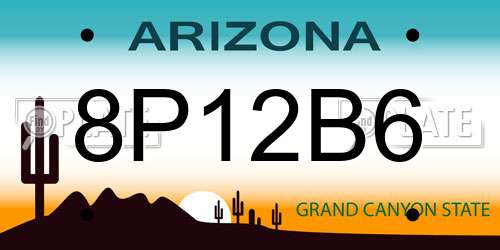 8P12B6 Arizona License Plate