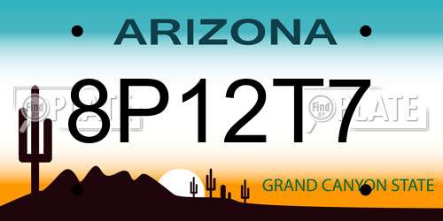 8P12T7 Arizona License Plate
