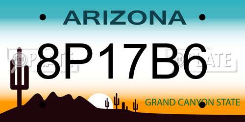 8P17B6 Arizona License Plate