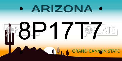 8P17T7 Arizona License Plate