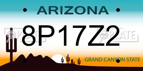 8P17Z2 Arizona License Plate