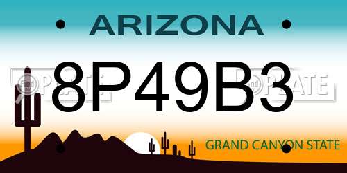 8P49B3 Arizona License Plate