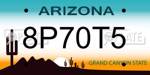 8P70T5 Arizona License Plate
