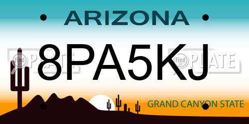 8PA5KJ Arizona License Plate