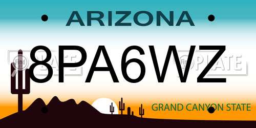 8PA6WZ Arizona License Plate