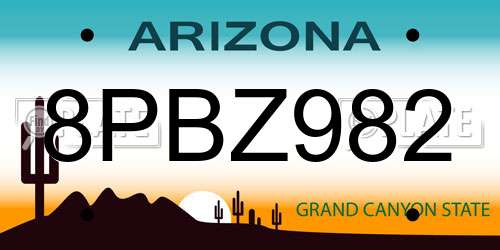 8PBZ982 Arizona License Plate