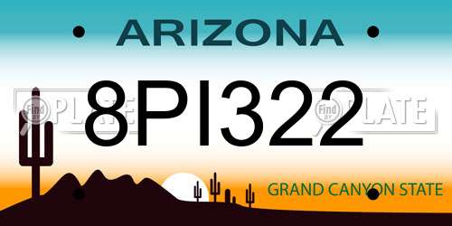 8PI322 Arizona License Plate