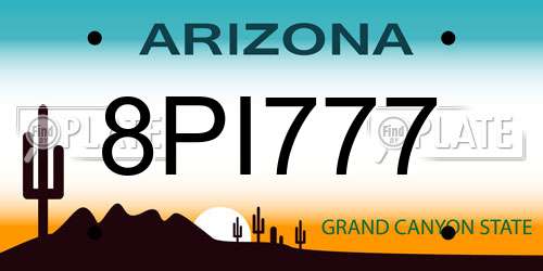 8PI777 Arizona License Plate