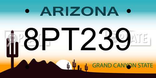 8PT239 Arizona License Plate