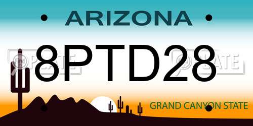 8PTD28 Arizona License Plate